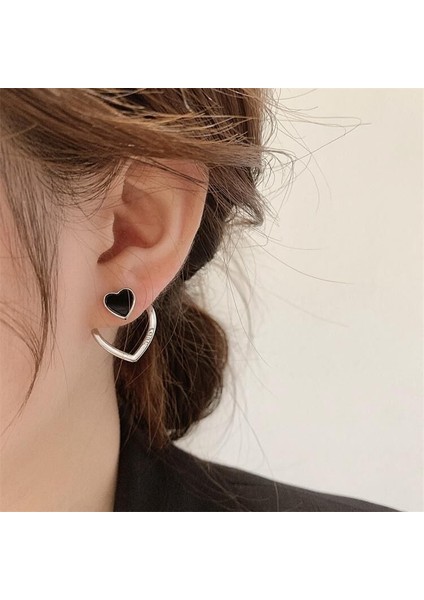 Siyah Kalp Küpe Saplamaları, Şık ve Çok Yönlü, Kız Arkadaşlara Hediye (Yurt Dışından) modelleri