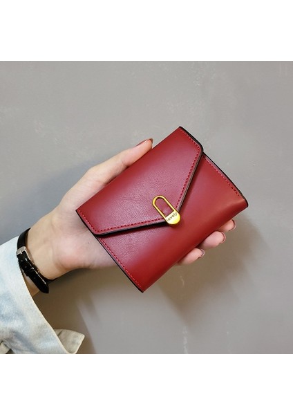 Kadınlar Için Kompakt Üst Düzey Zarif Katlanır Bozuk Para Çoklu Kart Yuvaları Kısa Tokası Cüzdan (Yurt Dışından)