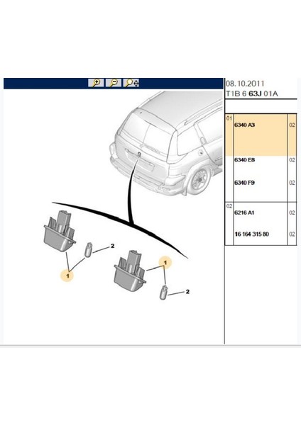 Plaka Lambası 206 207 307 308 C4 Partner Berlingo (6340A3) fiyatları