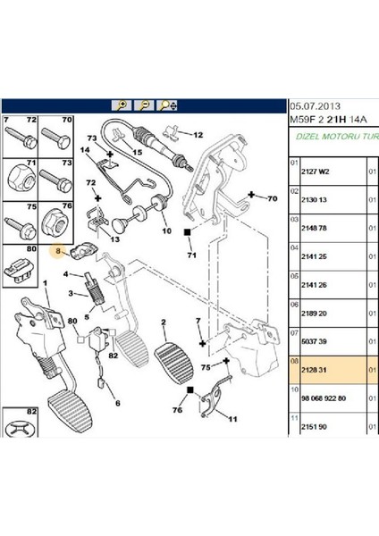 Debriyaj Pedal Fiberi Partner M59 Berlingo M59 (212831)