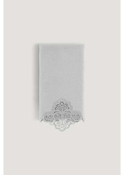 Sedef Kadıfe Nakıslı Çeyız Havlusu Grı 30X50