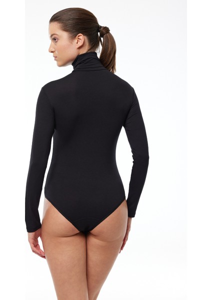 Kadın Siyah Tam Balıkçı Yaka Kancalı Modal Body 136 modelleri