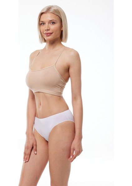 Kadın Ten 2 li Paket Ayarlanabilir İp Askılı Pedsiz Modal Penye Büstiyer 1046