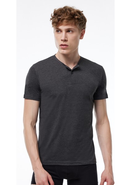 Erkek Füme Düğmeli Yaka İnce Modal Yaz Serinliği Tshirt 083 fiyatları