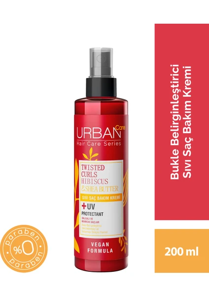 URBAN Care Hibiscus&Shea Butter Kıvırcık ve Dalgalı Saçlara Özel Sıvı Saç Bakım Kremi-Vegan-200 ML