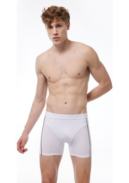 Erkek Beyaz Modal Biyeli Boxer 017