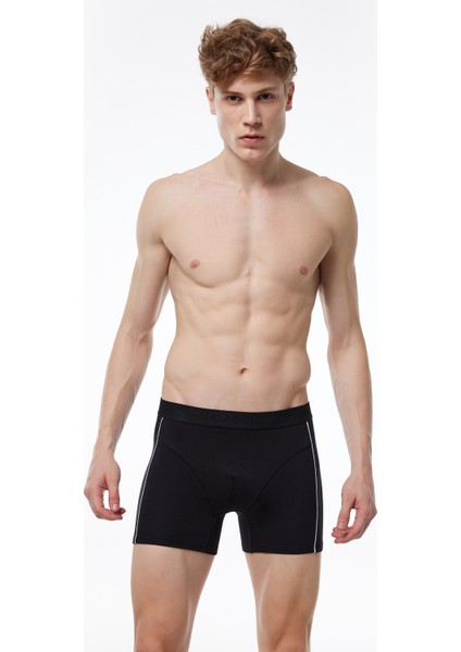 Erkek Siyah Modal Biyeli Boxer 017