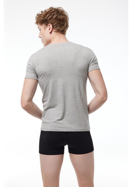 Erkek Gri V Yaka Kısa Kollu Modal Body 032 modelleri