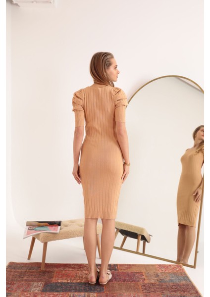 Triko Kumaş Karpuz Kol Kadın Elbise-Bisküvi fırsatları