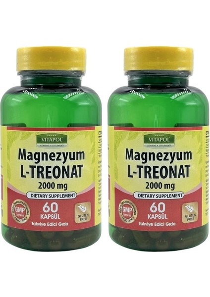 Magnezyum L-Treonat 2000 Mg 2x60 Vegan Kapsül Magnesium L-Treonate