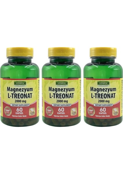 Magnezyum L-Treonat 2000 Mg 3x60 Vegan Kapsül Magnesium L-Treonate