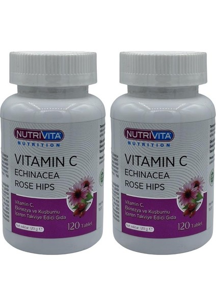 Vitamin C Vitamini Echinacea 2x120 Tablet Ekinezya Kuşburnu Ekstresi