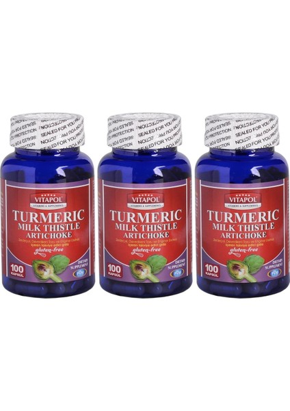 Turmeric Milk Thistle Artichoke 3x100 Kapsül Zerdeçal Deve Dikeni Enginar