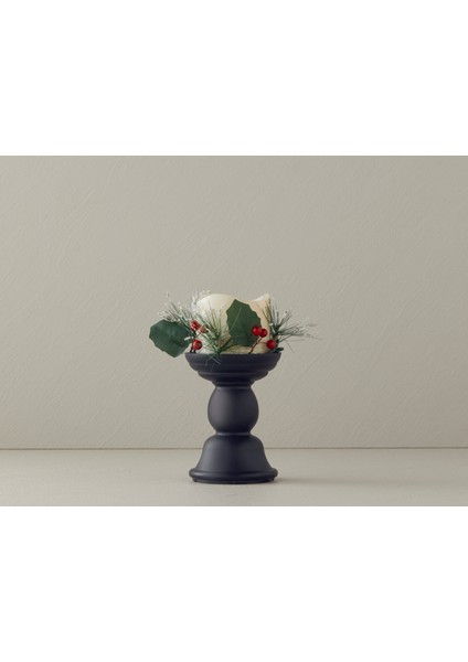 Yılbaşı Candlestick Ledli Mum 9,7 x 9,7 x 19,5 cm Siyah