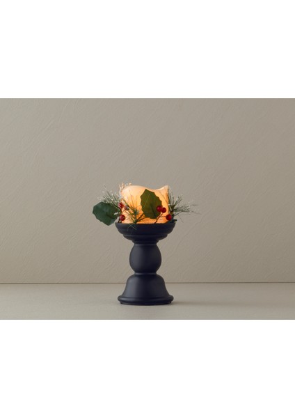 Yılbaşı Candlestick Ledli Mum 9,7 x 9,7 x 19,5 cm Siyah fiyatları
