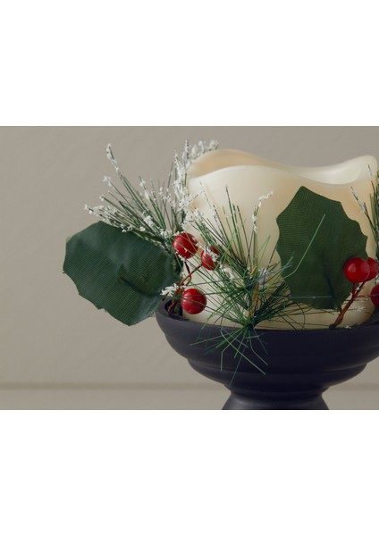Yılbaşı Candlestick Ledli Mum 9,7 x 9,7 x 19,5 cm Siyah modelleri
