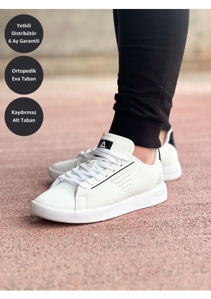 Unisex Beyaz Desenli Kaymaz Taban Ortopedik Garantili Rahat Hafif Günlük Deri Yürüyüş Koşu Sneaker Spor Ayakkabı