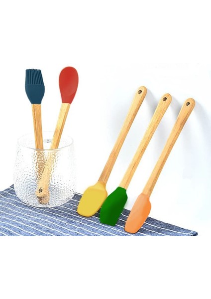 Bkmdizayn Bambu Saplı Silikon Spatula Set 5li