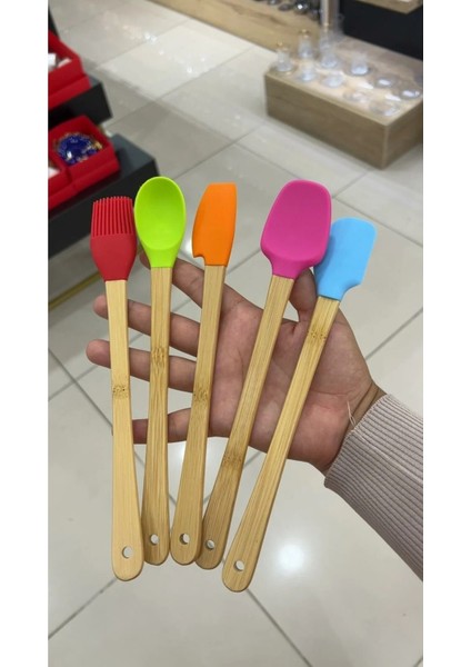 Bkmdizayn Bambu Saplı Silikon Spatula Set 5li