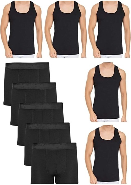 Erkek Dar Kalıp Atlet ve Boxer Set 5 Boxer 5 Atlet