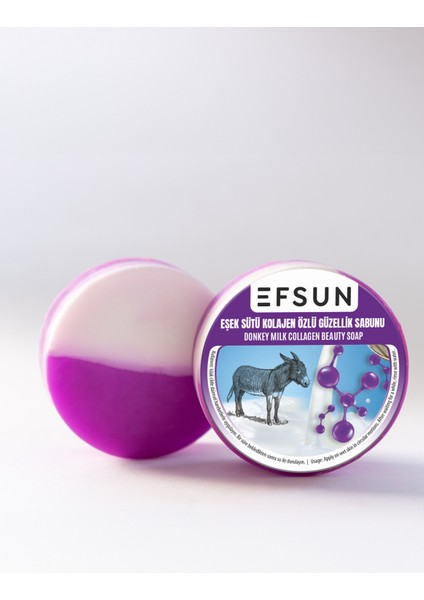 Doğal Eşek Sütü Kolajen Özlü Güzellik Sabunu, Eşek Sütlü Kolajenli Yuvarlak Katı Sabun 135 Gr.
