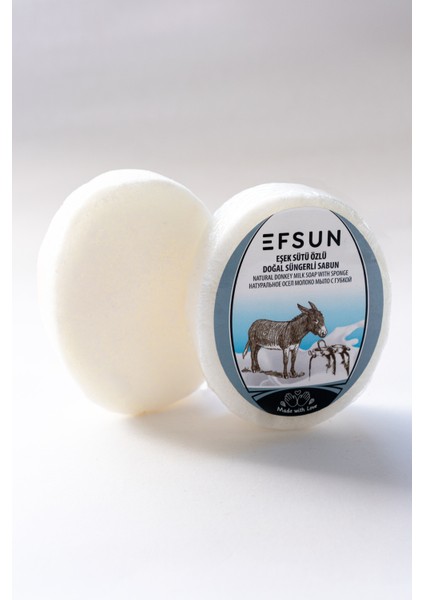 Doğal Süngerli Eşek Sütü Özlü Sabun, Eşek Sütü Sabunu, Süngerli Banyo Sabunu 135 Gr.