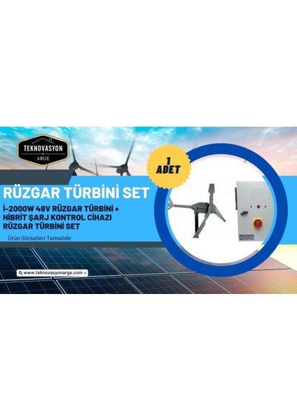 Güneş Enerjisi Hibrit Paket 7.2 Kva Inverter 450 Watt Güneş Paneli 200 Amper Jel Akü İ-2000W 48V Rüzgar Türbini + Hibrit Şarj Kontrol fırsatları