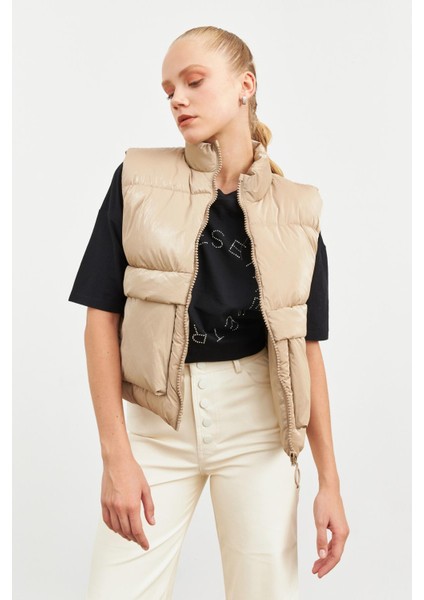 Bej Cepli Şişme Yelek