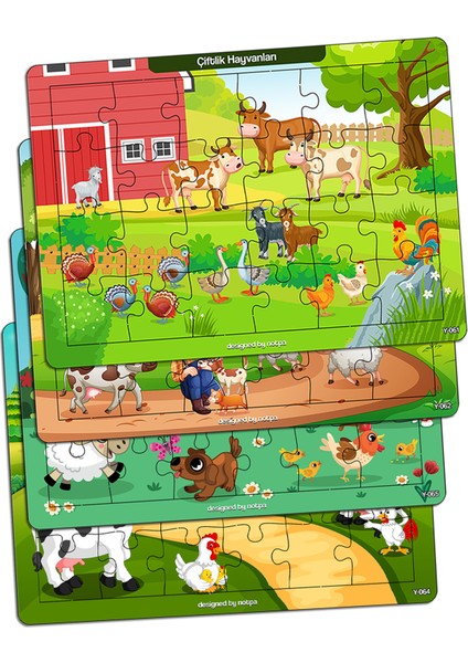 Notpa Çocuklar Için Eğitici ve Öğretici Ahşap 24 Parça Renkli Puzzle Sevimli Hayvanlar 4lü Set 16