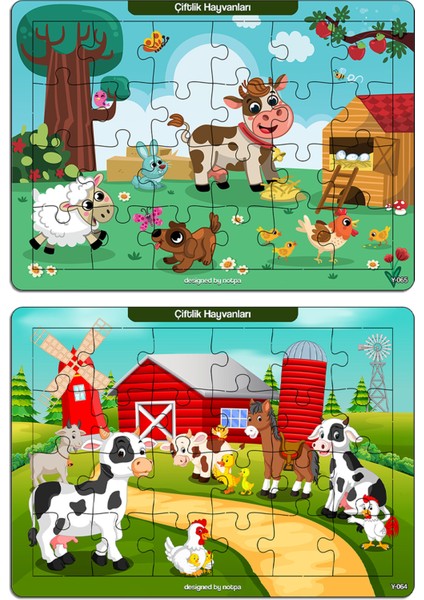 Notpa Çocuklar Için Eğitici ve Öğretici Ahşap 24 Parça Renkli Puzzle Sevimli Hayvanlar 4lü Set 16