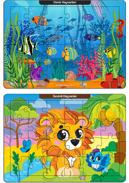 Notpa Çocuklar Için Eğitici ve Öğretici Ahşap Renkli Puzzle 4lü Set 2