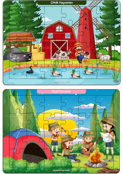 Notpa Çocuklar Için Eğitici ve Öğretici Ahşap Renkli Puzzle 4lü Set 8