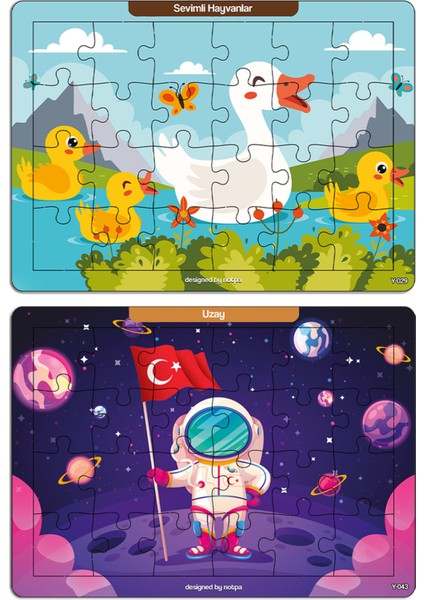 Notpa Çocuklar Için Eğitici ve Öğretici Ahşap Renkli Puzzle 4lü Set 8