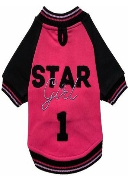 Star Gırl Pembe-Siyah Kedi Köpek Kolej Ceket