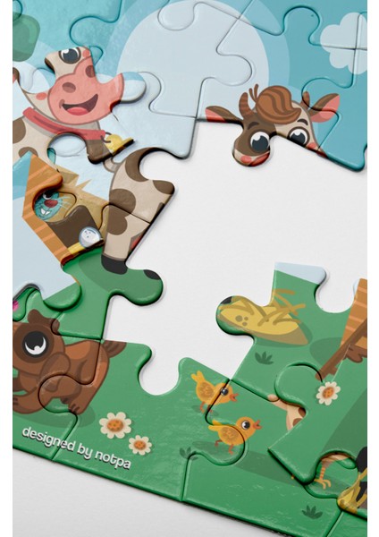 Notpa Çocuklar Için Eğitici ve Öğretici Ahşap Renkli Puzzle 4lü Set 6