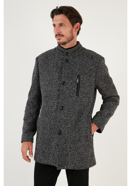 Düğmeli Dik Yaka Kırçıllı Slim Fit Kaşe Kaban Erkek Kaban 5841016 fiyatları