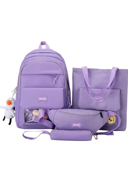 Öğrenci Okul Çantası Bel Çantası Kalem Çantası Çanta Dört Parçalı Takım Elbise (Yurt Dışından)