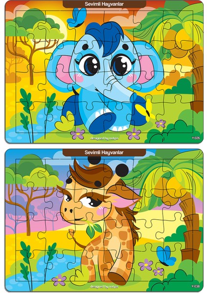 Notpa Çocuklar Için Eğitici ve Öğretici 24 Parça Ahşap Renkli Puzzle Sevimli Hayvanlar 4lü Set 13