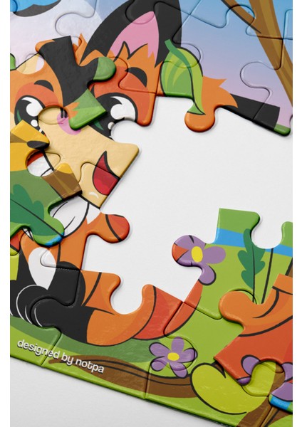 Notpa Çocuklar Için Eğitici ve Öğretici 24 Parça Ahşap Renkli Puzzle Sevimli Hayvanlar 4lü Set 13