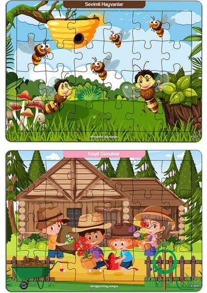 Notpa Çocuklar Için Eğitici ve Öğretici Ahşap Renkli Puzzle 4lü Set 1