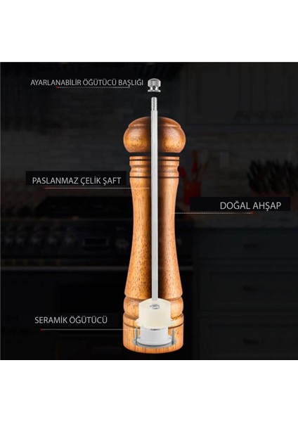 Ahşap Baharat Tuz Öğütücü Değirmen Tuzluk Baharatlık 21 cm 2'li Set fırsatları