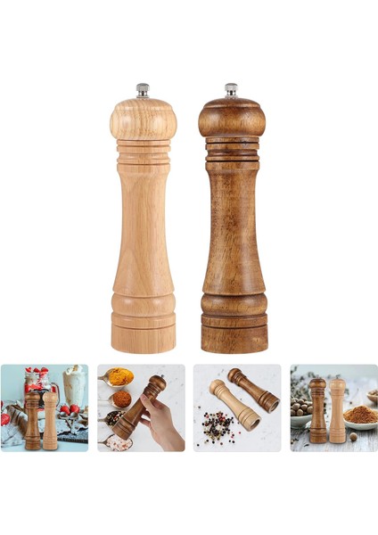 Ahşap Baharat Tuz Öğütücü Değirmen Tuzluk Baharatlık 21 cm 2'li Set indirimleri