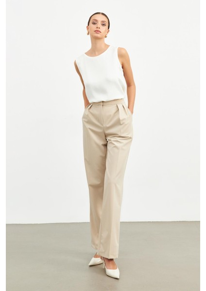 Bej Geniş Kesim Pantolon indirimleri