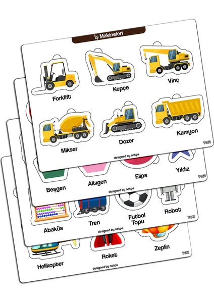 Notpa Çocuklar Için Eğitici ve Öğretici Ahşap Renkli Yapboz 4lü Set 102