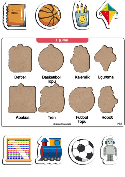 Notpa Çocuklar Için Eğitici ve Öğretici Ahşap Renkli Yapboz 4lü Set 102