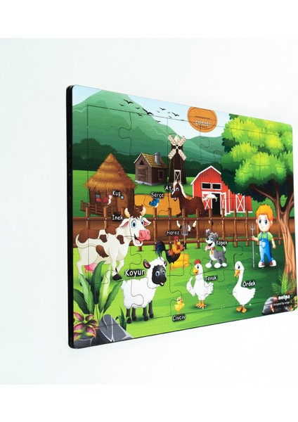 Ahşap Çiftlik Puzzle 30X20CM, Renkli Çiftlik Bebek, Çocuk ve Okul Öncesi Için Puzzle