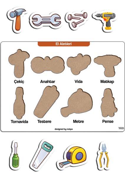 Notpa Çocuklar Için Eğitici ve Öğretici Ahşap Renkli Yapboz 4lü Set 1