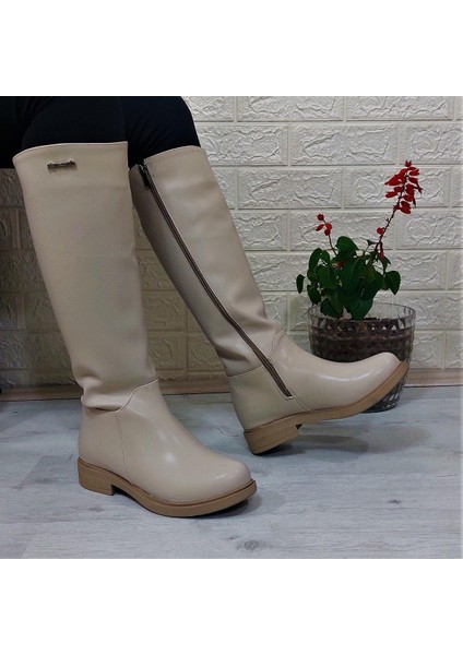 52500 Krem Fermuarlı 43CM Içi Kürklü Kadın Çizme fiyatları