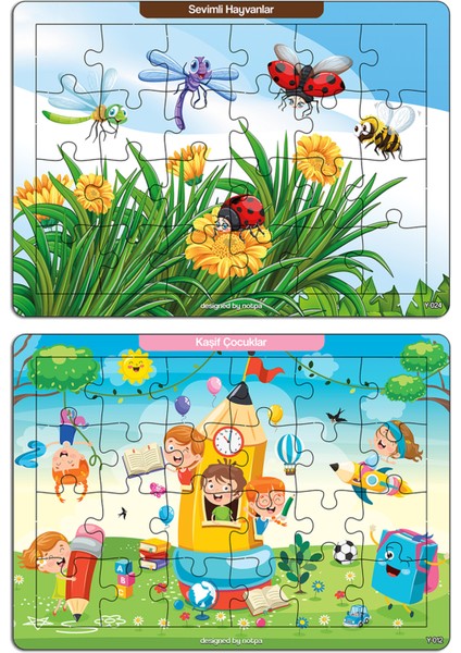 Notpa Çocuklar Için Eğitici ve Öğretici Ahşap 24 Parça Renkli Puzzle 4lü Set 4