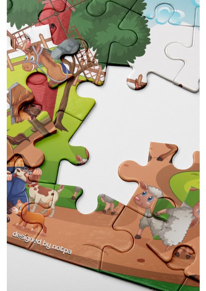 Notpa Çocuklar Için Eğitici ve Öğretici Ahşap 24 Parça Renkli Puzzle 4lü Set 4